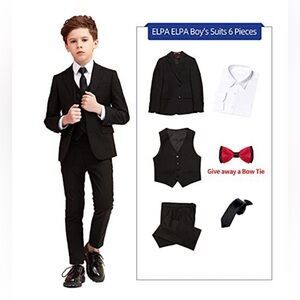 6 piece boys suit in black